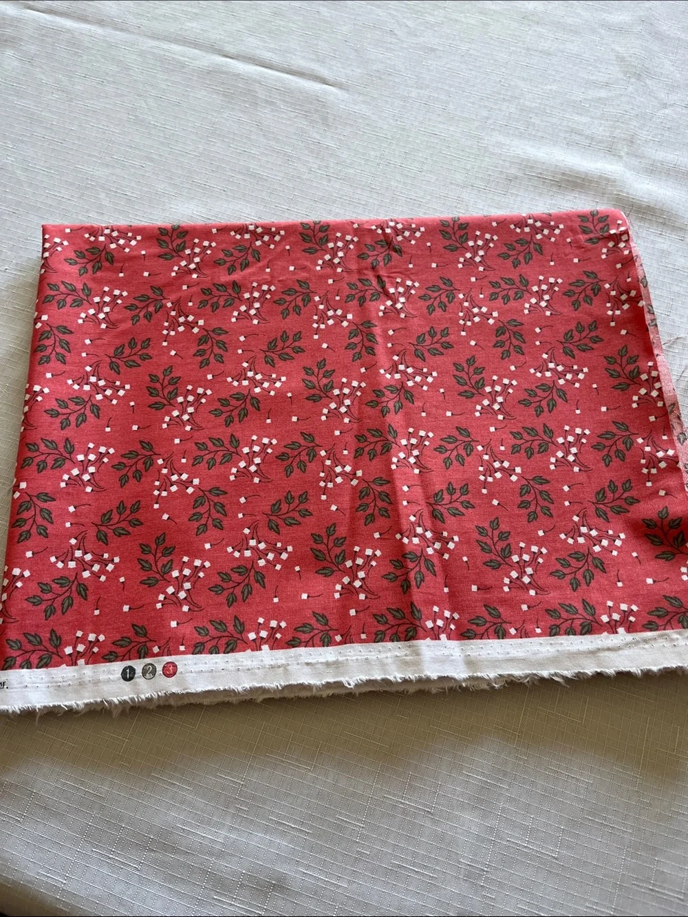 Emma & Mila Floral Sprig Red Cotton Fabric
